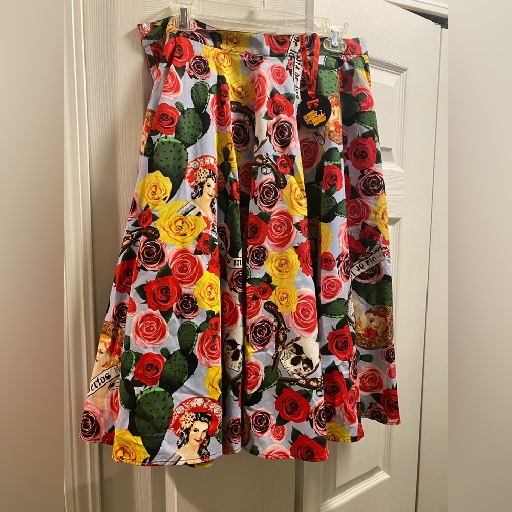 Hell Bunny rockabilly skirt Dias de los muertos L